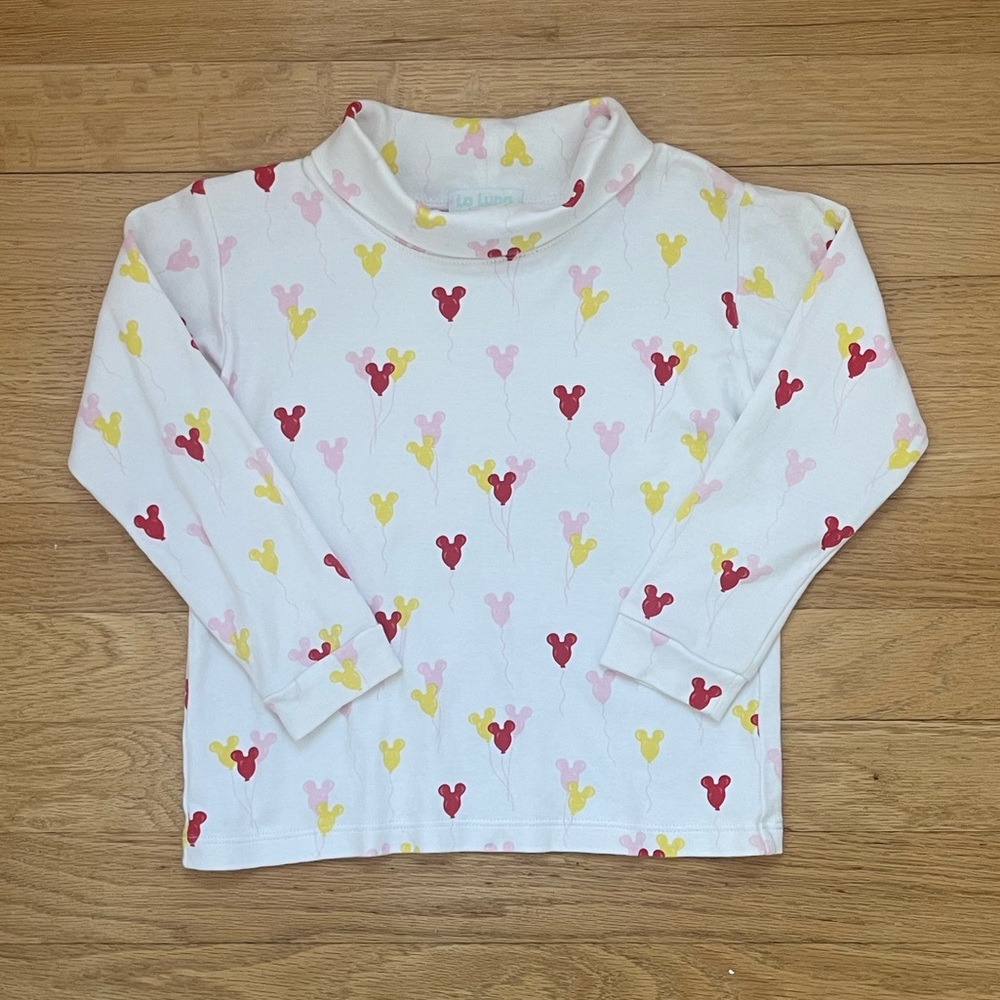 LA LUNA EUC 100% Pima Cotton Disney Mickey Mouse Ballon Layering Turtleneck